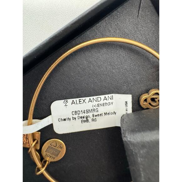 Alex and Ani "Sweet Melody Music" Charm Bangle Gold Bracelet w/Box NEW - Picture 5 of 5
